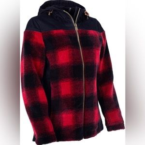 Pendleton Chico quilted fleece buffalo plaid hooded jacket, M,like new condition